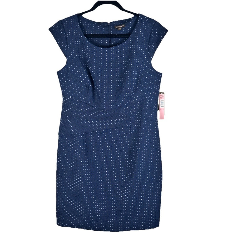 NWT‎ Voir Voir Dress Women's Sz 10 Navy/White Zip-up Stretch Sleeveless